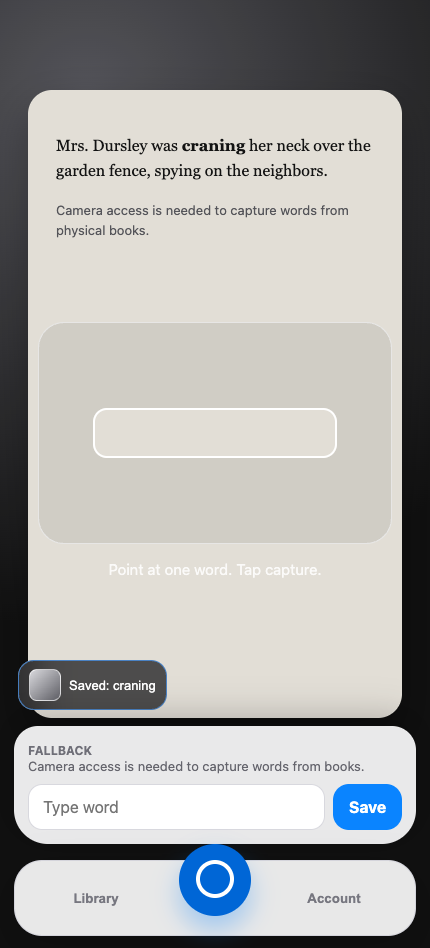 Wireframe: capture confirmation